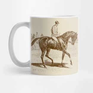 A Racing Horse with a Rider Vintage Illustration Mug